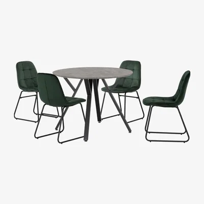 The Range Athens Round Dining Set with Lukas Chairs - Emerald Green chairs