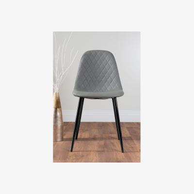 The Range Palma Black Semi Gloss Round Dining Table and 6 Corona Black Leg Chairs - Grey