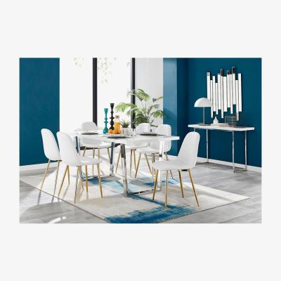 The Range Kylo White High Gloss Dining Table  6 Corona Gold Leg Chairs - White
