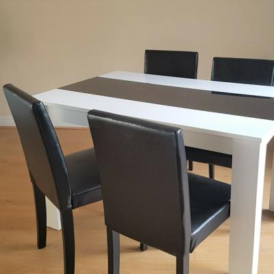 The Range Kosy Koala White Black Dining Table with 4 Black Wood Chairs - White/Black