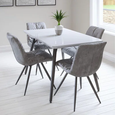 The Range Logan 1.3 Table with 4 Anrar Chairs  - Light Grey