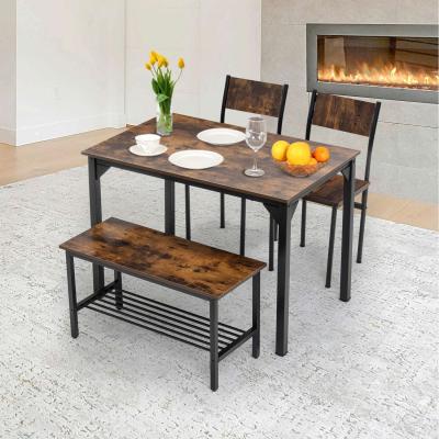 The Range WestWood Compact Dining Table and 2 Chairs 1 Bench Set 4PCS Wooden Kitchen Home - Brown