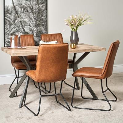 The Range Kamala 140cm Dining Table  4 York Dining Chairs - Tan