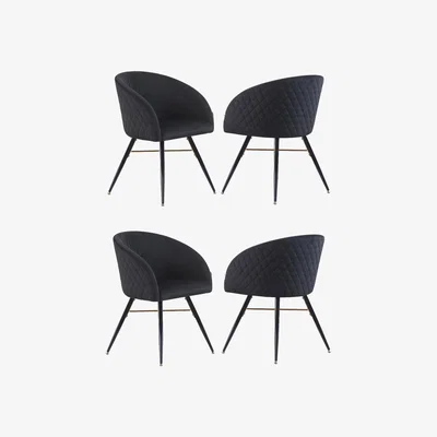 The Range Vittorio Rocco LUX Dining Set Includes a Table and Chairs Set of 4 - Black
