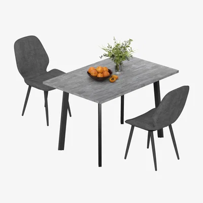 The Range HOMCOM Dining Set, Kitchen Table with Velvet Upholstered Chairs - Charcoal grey
