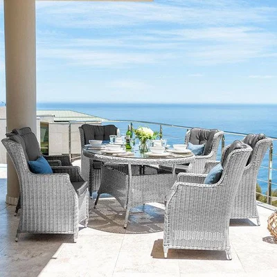 The Range Nova Thalia Six Seater Oval Dining Set - White Wash