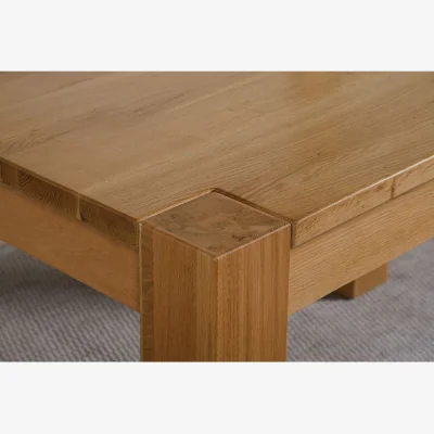 The Range Kuba 180 x 90 cm Chunky Oak Dining Table and 8 Lola Leather Chairs - Brown