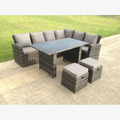 The Range High Back Rattan Corner Sofa Dining Set 8 Seater