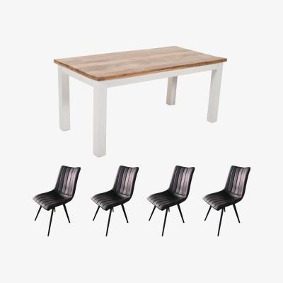 The Range Bianco Mango Wooden White Dining Table Set 170Cm With 4 Chairs - Light Wood