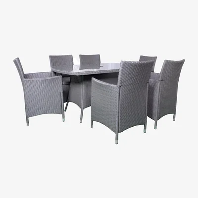 The Range Nevada Grey 6 Seater KD Rectangular Dining Set - Grey