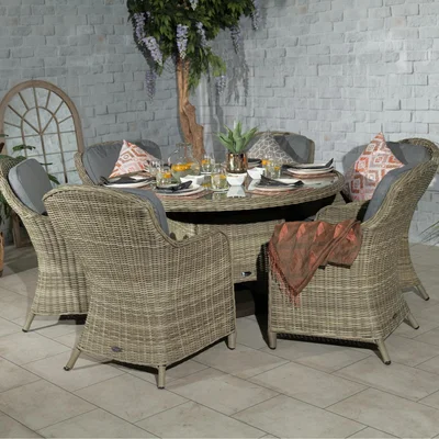 The Range WENTWORTH 6 Seater Round Imperial Dining Set  - Neutral