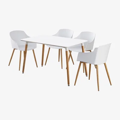 The Range Eden Halo Dining Set with a Table and Set of 4 Chairs - White