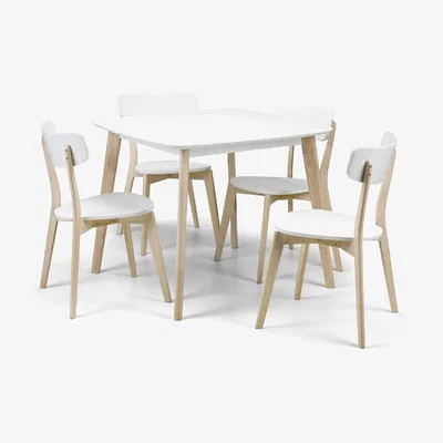 The Range Casa Square Dining Table and Chairs Set - White