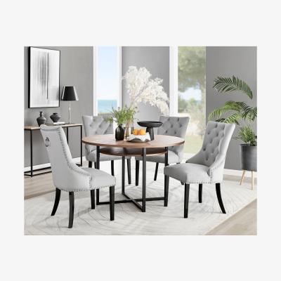 The Range Adley Brown Wood Storage Dining Table And 4 Belgravia Black Leg Chairs - Grey