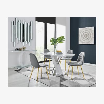 The Range Sorrento 4 White Dining Table  4 Corona Gold Chairs Set - Grey