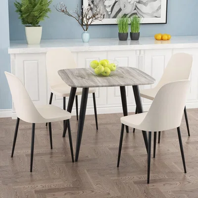 The Range Aspen Dining Set with Sq Grey Oak Effect Table and 4 Duo Plastic Chairs  - Calico