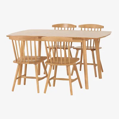 The Range Emery Extending Dining Table (x4 Chairs) - Natural Oak