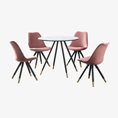 The Range Sofia Dorchester Dining Set with a Table and Chairs Set of 4 - Pink