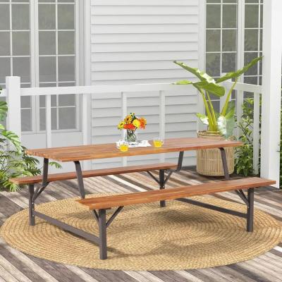 The Range 6 Seater Picnic Table and Bench Set - Natural