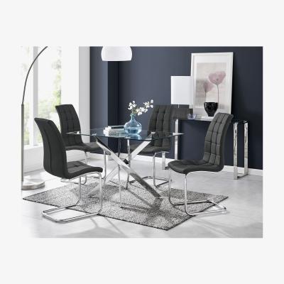 The Range Leonardo Dining Table and 4 Murano Chairs Set - Black