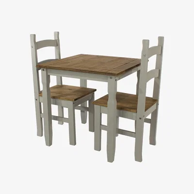 The Range Corona Grey Square Dining Table with 2 Chairs - Grey