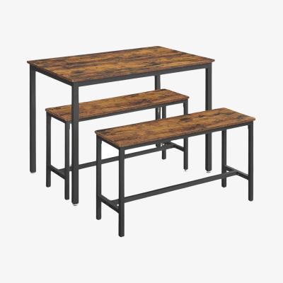 The Range Dining Table  Bench Set Kitchen Living Room Industrial Furniture - Rustic Brown  / 27kg