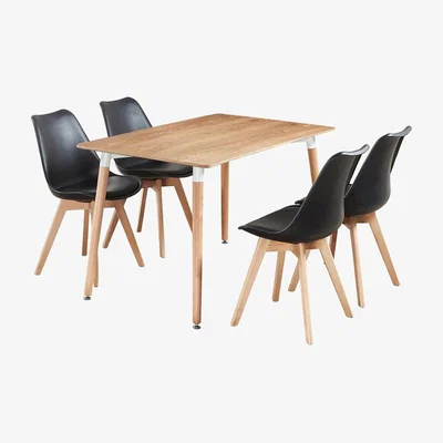 The Range Lorenzo Dining Set with a Halo Table and 4 Dining Chairs - Black