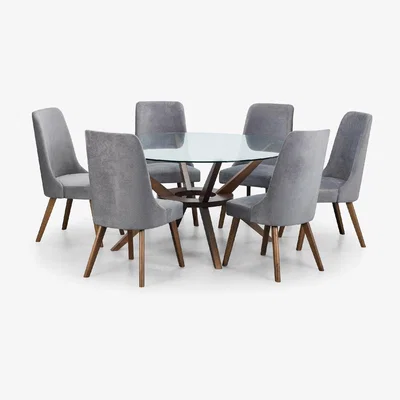 The Range Chelsea 140cm Table and Huxley Chairs Set - Grey