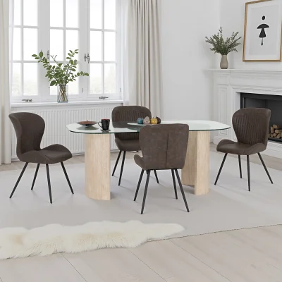 The Range Modena Dining Set with Quebec Chairs - Brown