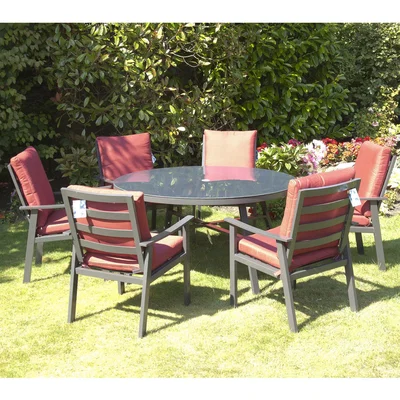 The Range Suntime 6 Seat Aluminium Slatted Dining Set - Red