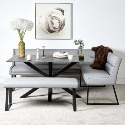 The Range Eastcote Black 150cm Dining Table  Paulo Corner Benches - Grey