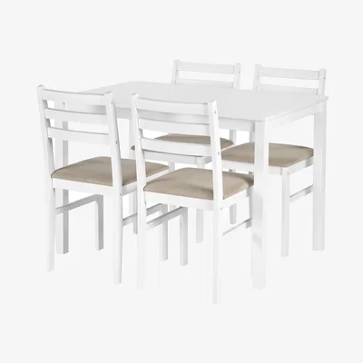 The Range Keats Rectangular Table with 4 Chairs Dining Set - White