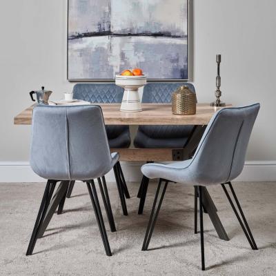 The Range Kamala 140cm Dining Table  4 Chase Dining Chairs - Light Blue