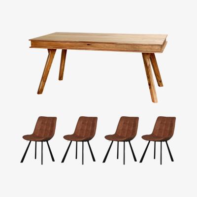 The Range Indus Sheesham Wood Medium Size Dining Table Set And 4 Chairs - Light Wood