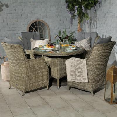 The Range WENTWORTH 4 Seater Round Highback Comfort Dining Set  - Neutral