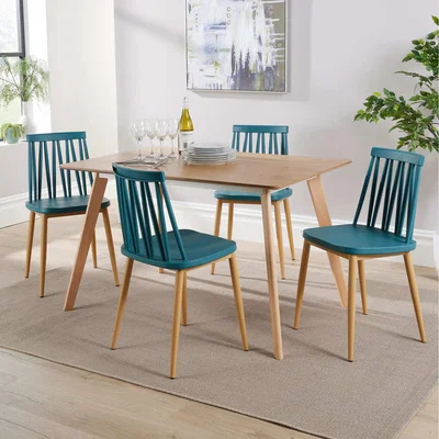 The Range Rayna Table and 4 Lucy Chairs Dining Set - Teal