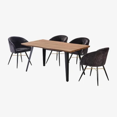 The Range Rocco Vittorio Dining Set - an Oak Dining Table and 4 Black Vittorio Dining Chair - Black