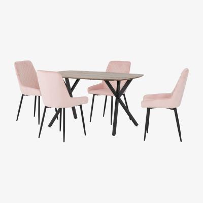 The Range Athens Oak Rectangular Dining Set with 4 Avery Chairs - Pink Chairs