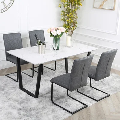 The Range Atlas Dining Table Set of 4 with Nestor Industrial Chairs - Grey