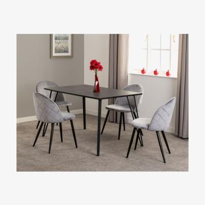 The Range Marlow Marble Effect Table With Four Chairs - Black Marble Grey Chairs