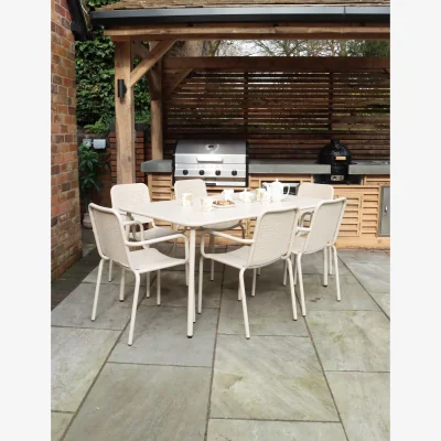 Royal Craft Porto 6 Seater Rectangular Dining Set in Champagne