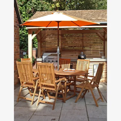 Royal Craft Turnbury 6 Seater Manhattan Recliner Round Extending Dining Set