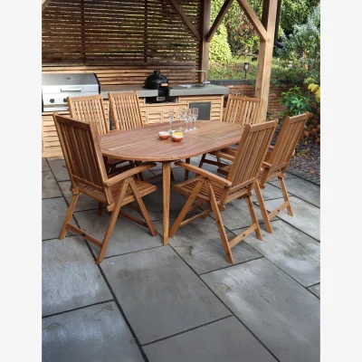 Royal Craft Ellipse 6 Seater Dining Set with Manhattan Recliner Armchairs