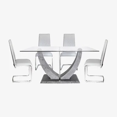 Teddy Beau Deco Home Levi Dining Table Grey & 4 Dining Chairs