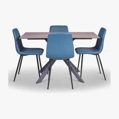 Woods Furniture Paulo Dining Table 135cm Ripley Chairs x4 Teal