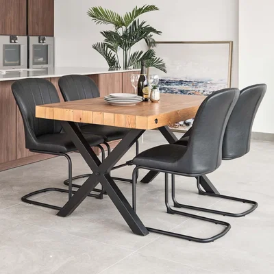Woods Furniture Urban 140-180cm Extending Dining Table with 4 Firenza Chairs in Black