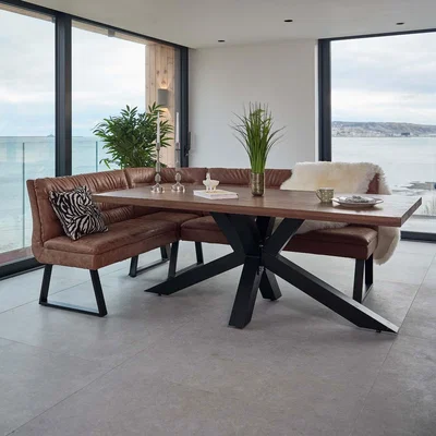 Woods Furniture Soho Dining Table 200cm with Industrial Corner Bench - Tan