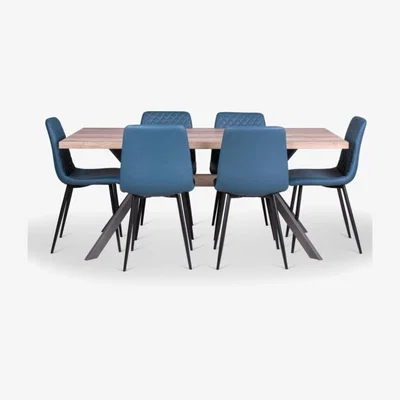 Woods Furniture Kamala Dining Table 180cm Ripley Chairs x6 Teal