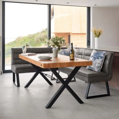 Woods Furniture Urban 180cm Dining Table with Industrial Corner Bench in Grey