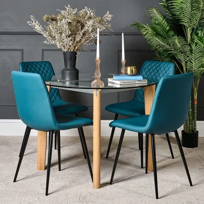 Woods Furniture Lutina 120cm Dining Table and 4 Ripley Dining Chairs - Teal